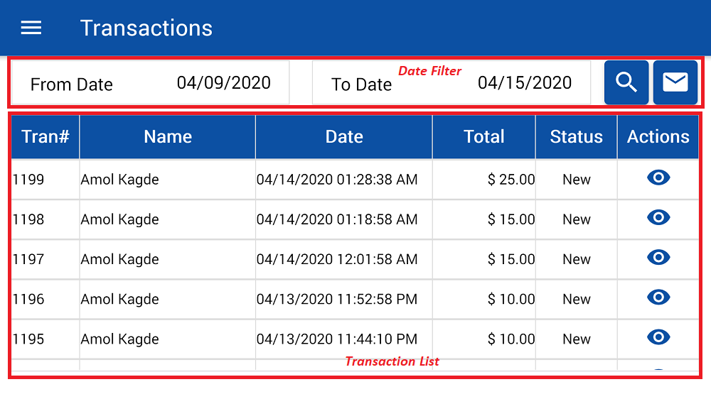 Transaction List